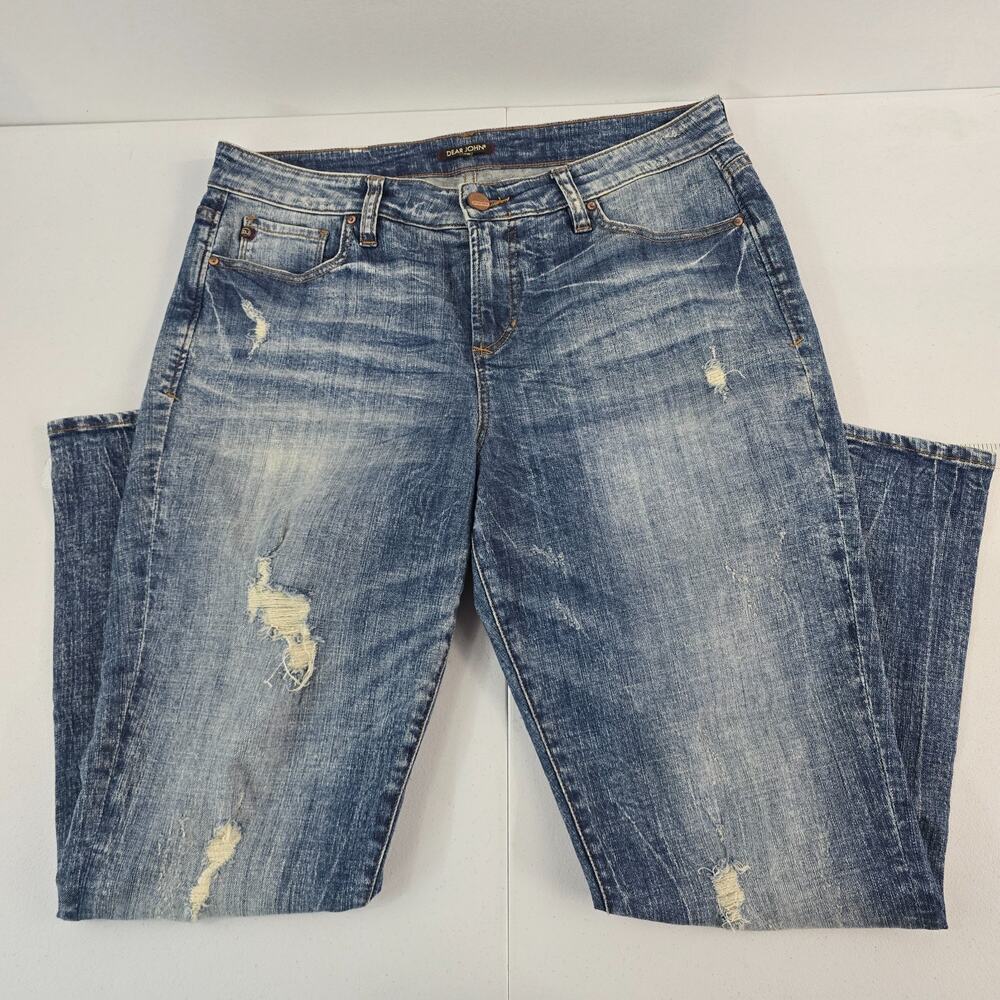 Dear Joh playback cuffed cropped straight leg jeans 14W blue denim 6271